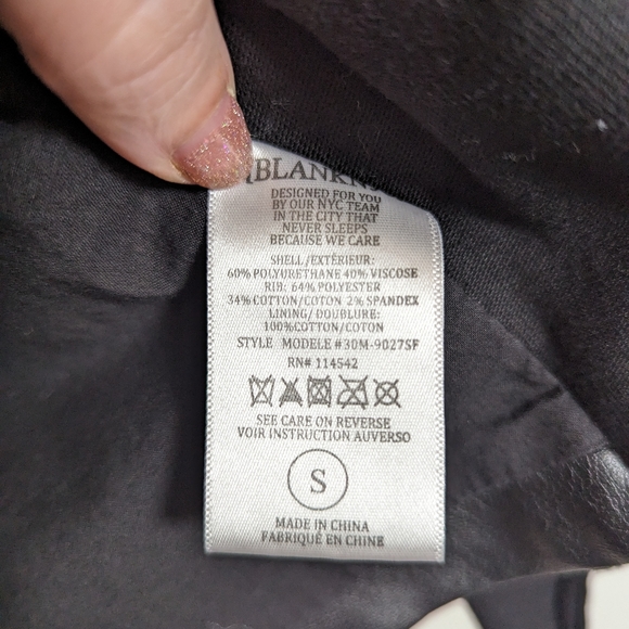 BLANK NYC Private Practice Faux Leather Front Draped Moto Jacket Black Small - Picture 4 of 6